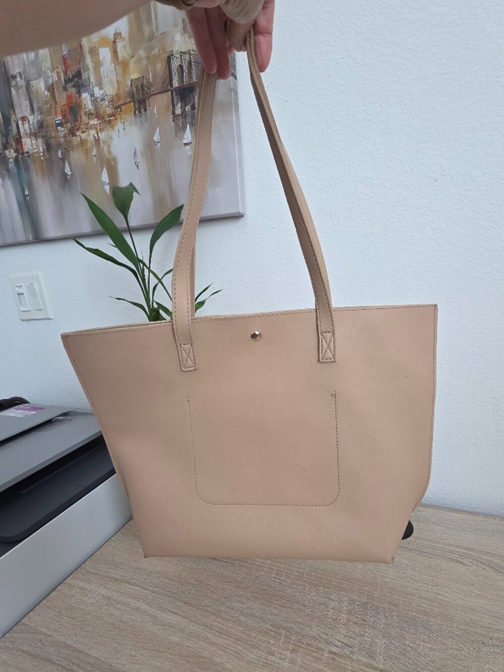 Tan Mid-Size Tote 15x11x4